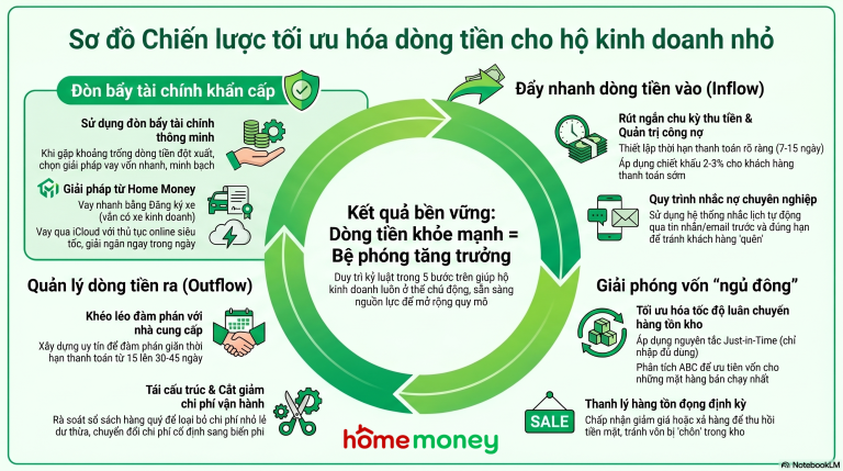 Sơ đồ 5 cách tối ưu hóa dòng tiền và giải pháp vay vốn Home Money