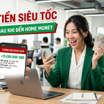 Hình ảnh nữ nhân viên văn phòng Việt Nam vui sướng nhận tiền mặt siêu tốc sau 15 phút khi vay tại home money